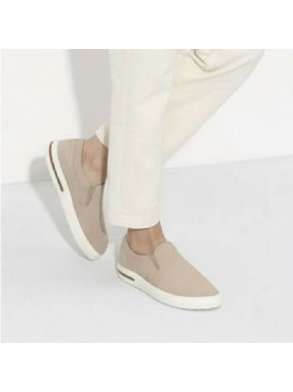 NEW BIRKENSTOCK Oswego Unisex canvas/suede slip-on shoe sandcastle Coastal Sz 40